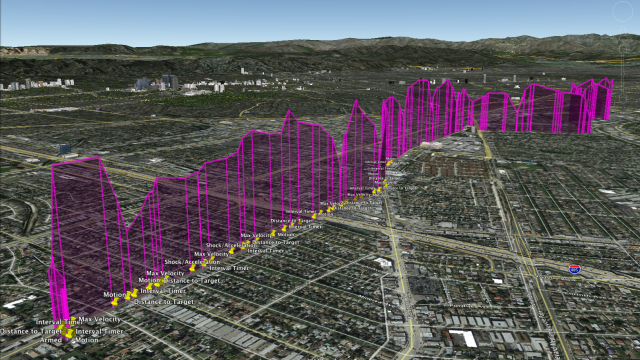 Screenshot of Valarm data in Google Earth.