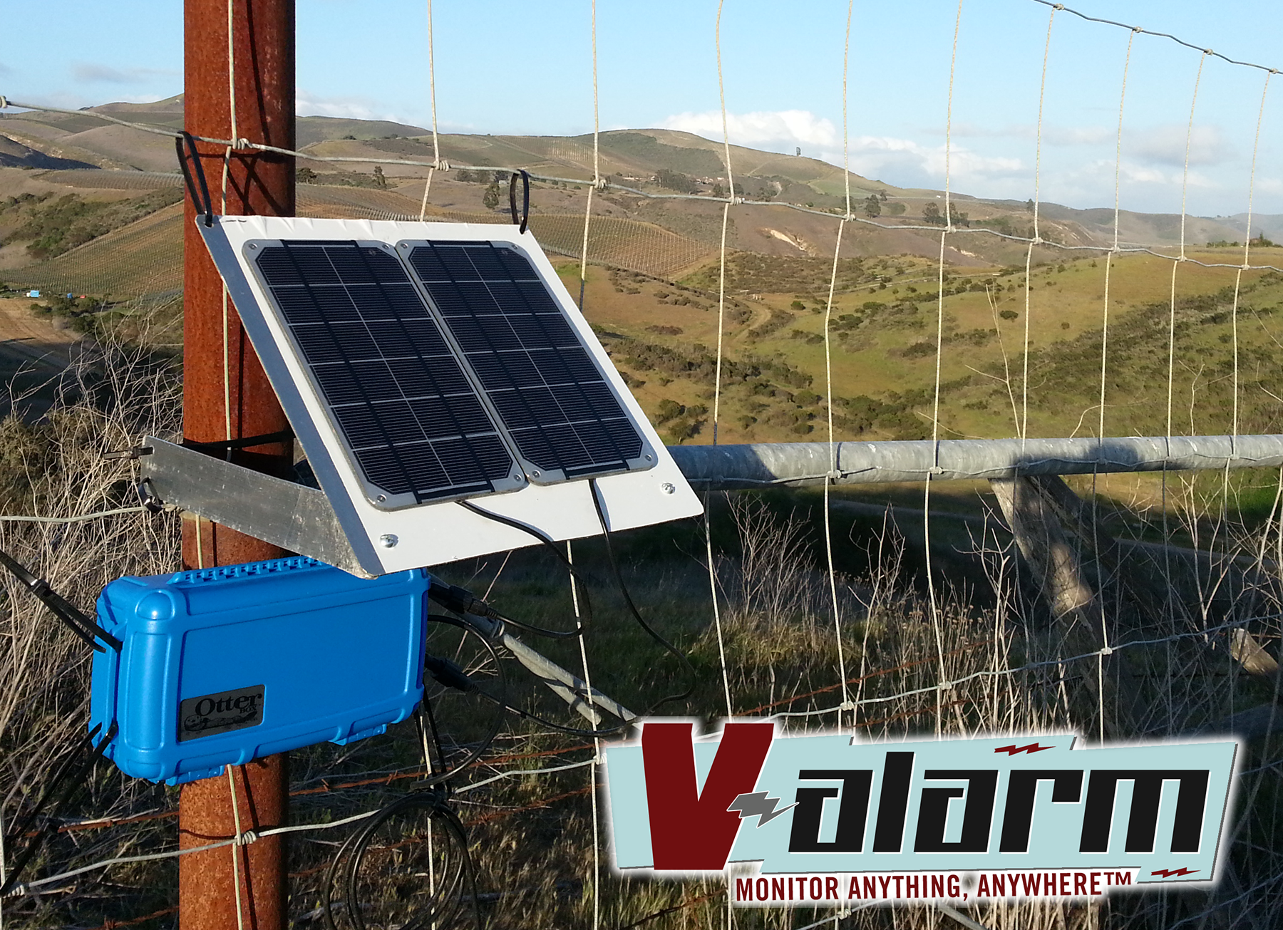 Two 3.4-watt solar panels provide plenty of power for Valarm.